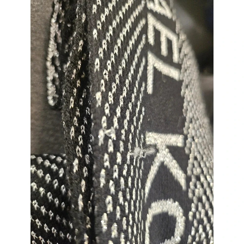 Michael Kors Metallic Silver Black Chevron Knit Logo Scarf
